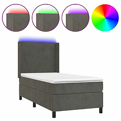 Maison Chic Lit adulte- Lit + matelas + LED,Sommier à lattes de lit matelas LED Gris foncé 90x190cm Velours -GKD78115