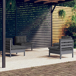 Maison Chic Salon de jardin 4 pcs + coussins - Mobilier/Meubles de jardin - Table et chaises d'extérieur anthracite Bois de pin -MN29997