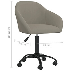 vidaXL Chaises pivotantes à manger lot de 2 gris clair velours pas cher