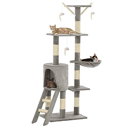 vidaXL Arbre à chat avec griffoirs en sisal 138 cm Gris