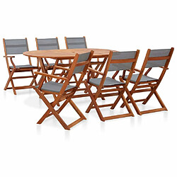 Maison Chic Mobilier à dîner de jardin 7 pcs,Table et chaises d'extérieur Gris eucalyptus et textilène -GKD180749