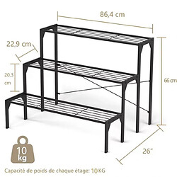 Helloshop26 Étagère plantes en métal à 3 niveaux 85 x 65 x 66 cm porte plantes/étagère échelle à fleurs pour intérieur/extérieur 20_0009728