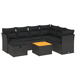 Maison Chic Ensemble Tables et chaises d'extérieur 8 pcs avec coussins,Salon de jardin noir résine tressée -GKD164855