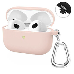 Coque en silicone antichoc avec mousqueton rose clair pour votre Apple AirPods Pro 2 (2021)