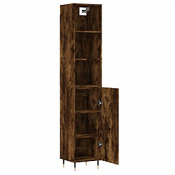 Avis vidaXL Buffet haut Chêne fumé 34,5x34x180 cm Bois d'ingénierie