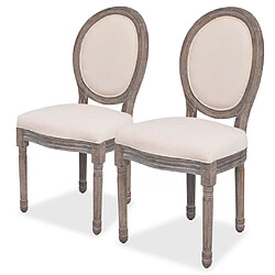 Decoshop26 Lot de 2 chaises de salle à manger cuisine style classique en tissu crème CDS020434