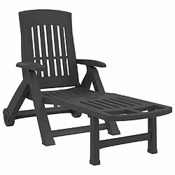 Maison Chic Chaise longue pliable de jardin | Bain de soleil Relax | Transat avec roues anthracite PP -GKD26869