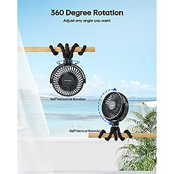 Ventilateur de Poussette Portable TriPole Ventilateur de Siège de Voiture à Batterie 5000mAh, 360?Clip de Rotation sur Ventilateur pour Bébé avec Trépied Flexible, ventilateur de Bureau Personnel à 3 Vitesses pas cher