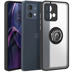 Avizar Coque pour Motorola Moto G84 Bague Métallique Support Vidéo Noir