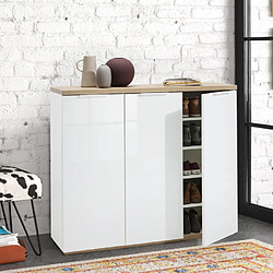 LLB LIVING LIFE BED Armoire à chaussures avec 3 Portes Couleur Blanc Lucide 30 Chaussures