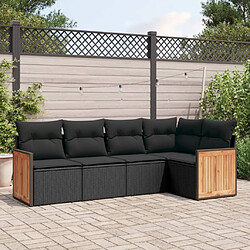 Maison Chic Salon de jardin 5 pcs avec coussins | Ensemble de Table et chaises | Mobilier d'Extérieur noir résine tressée -GKD46833