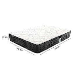 Visiodirect Matelas à ressorts ensachés MIERA , 140x190 cm, en mousse haute densité, Soutien très ferme, face été/hiver