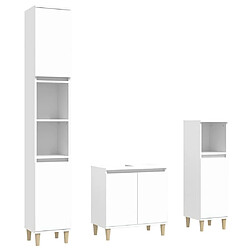 ComfortXL Ensemble De Meubles Salle De Bain 3 Pièces Blanc Bois D'ingénierie