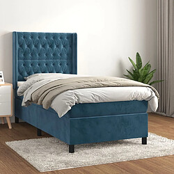 Maison Chic Lit Adulte - Lit simple Lit à sommier tapissier avec matelas moelleux - Meuble de Chambre - Bleu foncé 90x200 cm -MN47136