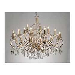 Luminaire Center Chandelier sans abats jours Torino Or français 18 ampoules 108cm