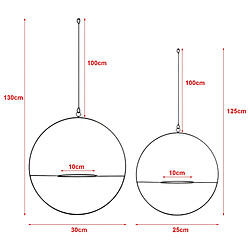 Helloshop26 Lot de 2 supports de plante opsterland à suspendre en métal noir 03_0007732