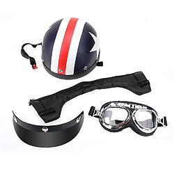 Avis Justgreenbox Casque de moto demi-ouvert avec lunettes visière écharpe Biker Scooter Touring - T3654657575946