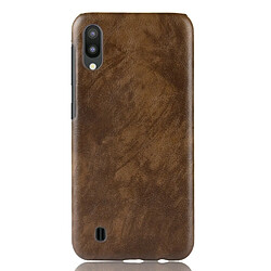 Wewoo Coque antichoc Litchi Texture PC + PU pour Galaxy M10 (Marron)