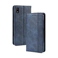 Wewoo Housse Coque Étui en cuir à boucle magnétique avec rétro pour Crazy Horse Texture horizontale Xiaomi Redmi 7Aavec porte-carte et fentes cartes et cadre photo Bleu