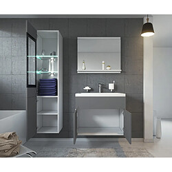 Avis Auco Meuble de salle de bain Rio LED 60 cm lavabo Gris brillant - Armoire de rangement Meuble lavabo