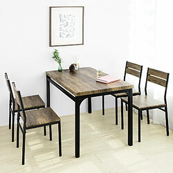 SoBuy OGT28-N+FST72-Nx4 Table de Salle à Manger avec 4 Chaises Lot Table et 4 Chaise de Style Industriel