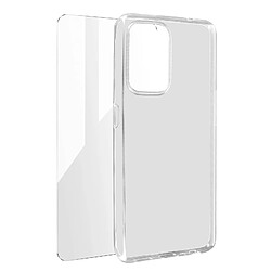 Avizar Coque Oppo A94 5G Silicone Souple Film Verre Trempé 9H Transparent