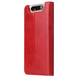 Avis Wewoo Housse Coque Étui en cuir à rabat horizontal PU avec texture + derme porte-cartes et pour Galaxy A80 rouge