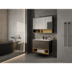 Vente-Unique Meuble de salle de bain suspendu anthracite avec vasque à encastrer et armoire de toilette - 80 cm - YANGRA