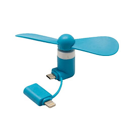 Wewoo Ventilateur USB bleu pour téléphone portable avec fonction OTG & Lightning Ports Micro USB Mode Lightning & Micro USB Mini avec deux feuilles,