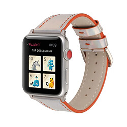 Acheter Wewoo Bande de montre-bracelet en cuir véritable de la série Fashion Laser pour Apple Watch 3 & 2 & 1 42mm Orange