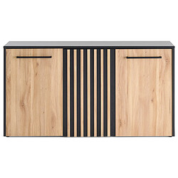 Bestmobilier Varna - buffet bas - bois et noir - 164 cm