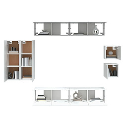 Avis vidaXL Ensemble de meubles TV 8 pcs Blanc Bois d'ingénierie