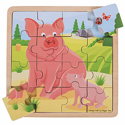 Bigjigs Toys Puzzle Cochon et Porcelet en Bois