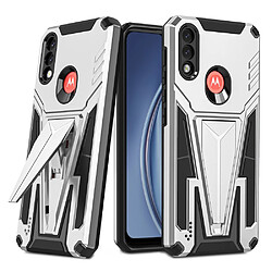 Coque en TPU antichoc avec béquille en V argent pour votre Motorola Moto E7 Power