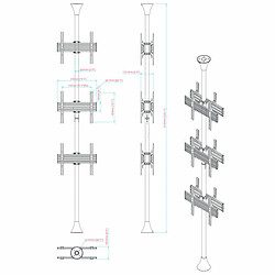 Avis Kimex Support sol-plafond pour 6 écrans TV back to back 32'' - 75''