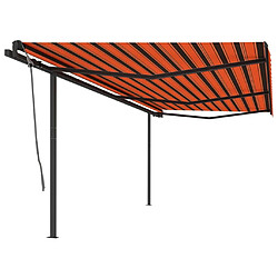 vidaXL Auvent manuel rétractable avec poteaux 6x3 m Orange et marron