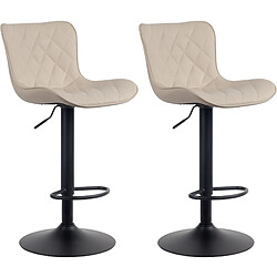 Decoshop26 Lot de 2 tabourets de bar en synthétique crème pieds en métal noir hauteur réglable pivotant TDB10731