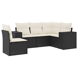 Maison Chic Salon de jardin 5 pcs avec coussins | Ensemble de Table et chaises | Mobilier d'Extérieur noir résine tressée -GKD67319