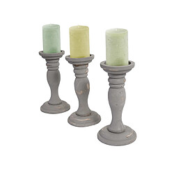 Avis Decoshop26 Lot de 3 bougeoirs style vintage hauteur 24cm en bois gris 04_0002988