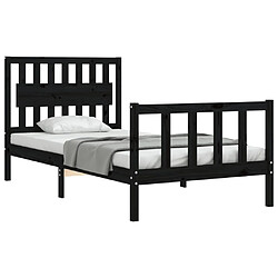 Avis Maison Chic Lit adulte - Cadre de lit et tête de lit,Structure du lit Contemporain pour chambre noir 100x200 cm bois massif -MN29669