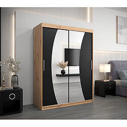 Abiks Meble Armoire Wave à portes coulissantes 200/150/62 2 portes (artisan/noir)