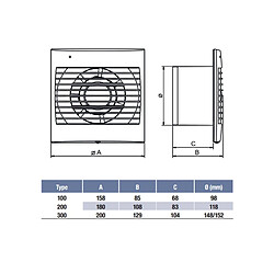 Unelvent aérateur extra plat 95 m3/h décor 100cz