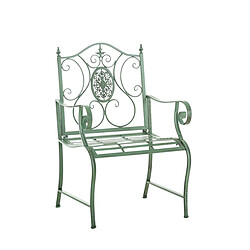 Decoshop26 Chaise de jardin balcon terrasse avec accoudoirs design rustique en métal vert vieilli 10_0003026