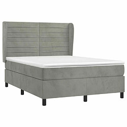 Avis Maison Chic Lit Adulte - Lit simple Lit à sommier tapissier et matelas moelleux - Meuble de Chambre - Gris clair 140x200cm Velours -MN96972