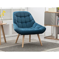 Vente-Unique Fauteuil en velours bleu canard LUOSTO pas cher