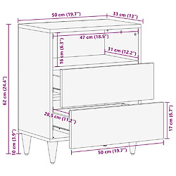 vidaXL Table de chevet 50x33x60 cm bois de manguier massif pas cher