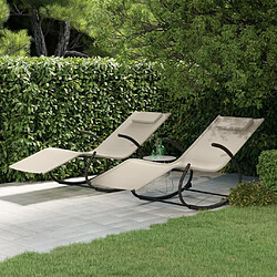 Maison Chic Lot de 2 Chaises longues à bascule | Bain de soleil Relax | Transat Crème Acier et textilène -GKD26714