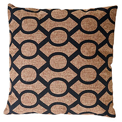 Mendler Coussin de décoration, cercles, coussin avec bourrage, marron / noir, 45x45cm