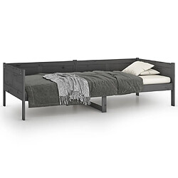 vidaXL Lit de jour sans matelas gris bois de pin massif 90x200 cm