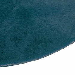 Tapis Rond Imitation Fourrure Doucea 80cm Bleu Canard